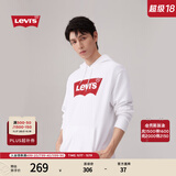 Levi's【特价来袭】李维斯情侣同款经典宽松休闲logo套头连帽卫衣 白色 19622-0018 XL