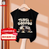 巴布豆男童夏装儿童背心夏季新款纯棉舒适透气男孩时尚百搭纯色坎肩衣服 黑 越野巴布 120