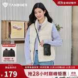 坦博尔羽绒服马甲女立领宽松外搭短款羽绒背心外套TD236006 小香白 165