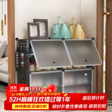 安尔雅超薄鞋柜门口简易鞋架玄关多层防尘收纳架树脂组装柜 双列4层