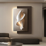 酷象简约轻奢玄关装饰画高级感客厅挂画浮雕立体感沙发背景墙入户壁画 B-折叠空间 60*80cm 无框双层立体肌理砂岩画 普通款(不带灯)