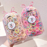 贝意品儿童弹性好不伤发小号橡皮筋宝宝扎小啾啾拇指发圈小女孩头绳发绳 春天兔兔500条袋装