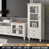 方寸毫厘酒柜边柜小书柜多用途柜子整装美式中古实木储物柜单双门家具客厅 新单门酒柜 象牙白色