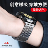 竞技者适于华为手表GT6/GT5表带GT4/GT3/GT2/watch5/watch4/Pro磁吸金属不锈钢手表带男款高级编织46/48 钛灰黑-编织链式22mm接口