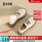 ZHR乐福鞋女学院风减龄厚底单鞋女软萌大头百搭女鞋 PJF01 米色 37