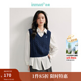 茵曼（INMAN）针织马甲女老钱风V领薄秋冬学院风内搭毛衣 宝蓝色 L
