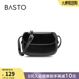 百思图商场同款时尚百搭潮流复古迷你马鞍包单肩斜挎包女X2782DX2 黑色 F