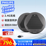 飞利浦（PHILIPS）视频会议全向麦克风带音响 无线桌面扬声器USB免驱 2台无线级联智能降噪 适用20-50㎡ AECS7108X2