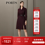 PORTS宝姿女装长袖OL风职场收腰连衣裙ALN9D030JCF036 酒红色 XS (2)