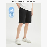 佐丹奴短裤男纯棉梭织裤子抽绳松紧腰薄款休闲五分裤01104339