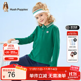 暇步士（Hush Puppies）【经典款】童装儿童男大童秋季新款简约时尚运动风儿童长袖POLO衫 松叶绿 130