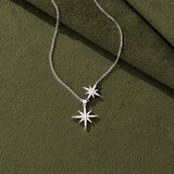 APM Monacobaby双流星六芒星银项链情侣颈链礼物送女友毛衣链
