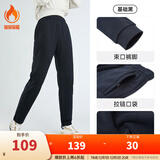 安踏（ANTA）束脚裤丨运动长裤女秋冬季宽松加绒亲肤针织裤舒适休闲裤收口卫裤 【加绒保暖-直筒裤脚】小黑裤 L 女170