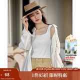 茵曼（INMAN）多色无袖显瘦吊带背心T恤夏季简约休闲百搭圆领上衣 月牙白 M