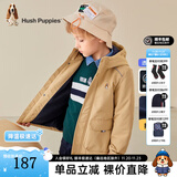 暇步士（Hush Puppies）童装儿童厚风衣冬季新款男女大童纯色摇粒绒外套时尚厚风衣 暖卡其 160 cm