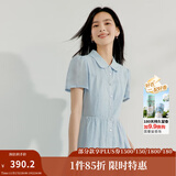 茵曼（INMAN）【苎麻】法式娃娃领连衣裙女装2025夏季新品泡泡袖裙子 浅蓝色 XL
