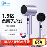 美的（Midea）1.5亿负离子电吹风 大功率护发吹风机 家用吹风筒 家电国家补贴FD205-极光紫 节日/生日礼物推荐