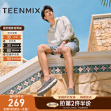 天美意男鞋舒适懒人软底帆布鞋一脚蹬男休闲布鞋 灰色 39