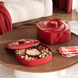 维简干果零食收纳盒分格带盖客厅家用创意坚果水果瓜子盘