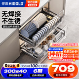 悍高（HIGOLD） 厨房橱柜拉篮碗架抽屉式碗篮加厚304不锈钢底板调味篮双层碗碟篮 850柜2层-L系列套装