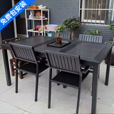 藤朝家具（Teng chao jia ju）铝合金户外桌椅套装庭院桌椅组合防锈室外院子露天台休闲桌椅 标准款：4椅+160CM拼花桌 升级铝合金框架+塑木面板
