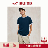 HOLLISTER小海鸥图案24夏情侣基础款短袖T恤男装女装324-4042 深蓝色 L (180/108A)