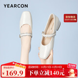意尔康女鞋低跟浅口单鞋春秋气质通勤玛丽珍鞋女 11691W米白37
