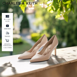 CHARLES&KEITH简约通勤尖头高跟鞋子女鞋休闲单鞋生日礼物CK1-60280245-1 Nude肉色 37