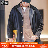 马登工装撞色巴尔玛肯风衣男美式休闲宽松中长款男士大衣全天候外套秋 藏青色 【潮流上衣/高级感痞帅】 L