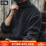 马登工装 美式复古纯色保暖高领针织衫马海毛毛衣秋季个性打底衫男 黑色 XL