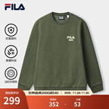 斐乐（FILA）官方男子加绒保暖卫衣秋冬季时尚休闲简约圆领套头衫长袖上衣男装 【加绒】军旅绿-KK M