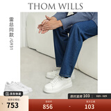 THOM WILLS【雷总同款】厚底小白鞋男增高真皮商务透气板鞋休闲皮鞋礼物 白色G931-1 (雾面牛皮) 40 /7码