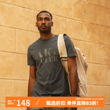 AKSERIESAK男装复古AK字母经典晕染印花亲肤舒适圆领休闲短袖T恤男1700083 青灰 L