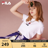 斐乐（FILA）官方女士短袖T恤夏印花运动女装针织短袖套头衫小熊T刺绣上衣 标准白-WT 2XL 180/96A