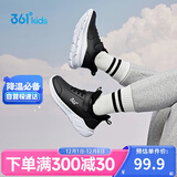 361°童鞋 儿童运动鞋25冬季男女童3-14岁皮革校园跑鞋 黑38