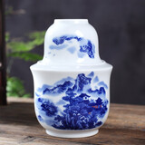 九楼阁 景德镇青花陶瓷温酒器中式古法家用烫酒器暖酒壶具套装2两 房山水（半斤） 2两标配