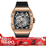 布加迪（BONEST GATTI）德国手表男士自动机械表镂空运动防水夜光酒桶腕表生日礼物送男友 BG9903-A7玫瑰金