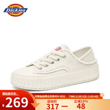 Dickies女士帆布鞋潮流休闲鞋子布鞋低帮百搭女士平底鞋 米色 39 