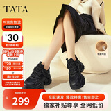 他她TATA泡泡奶油25秋新款老爹鞋女鞋运动鞋 黑色（绒里） 36