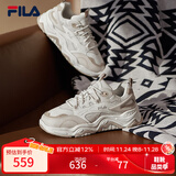 FILA 斐乐山丘鞋厚底鞋女鞋复古运动鞋秋户外休闲老爹鞋 棉花糖/朴色-MA 36