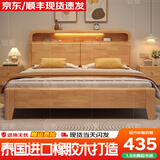 锁衡实木床1.8米*2米主卧大床双人床1.5*2米单人中古风全实木床 原木床+20cm床垫+床头柜1 1.8米*2米 框架结构