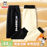 巴布豆儿童裤子男童棉裤加绒加厚秋冬中大童外穿宽松休闲裤童装长裤 黑 插兜 140