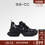 GG-CC【明星同款】月落星河银色厚底老爹鞋女百搭秋季新款G23X4317 黑色 皮面 35