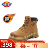 Dickies女士马丁靴高帮时尚情侣靴百搭工装靴女 土黄-加绒 女款-37 