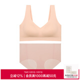 爱慕（Aimer）内衣女无钢圈背心式文胸薄款无痕聚拢稳定承托抗菌 肤色文胸内裤套装 M (165)