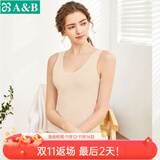AB内衣女士全棉本命年大红弹力蕾丝花边打底衫吊带衫女式背心8191 淡玉 XL