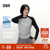 森马（Semir）[商场同款]长袖T恤女短款修身收腰2025吸湿速干秋装101525101002