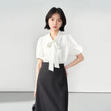 伯德小姐白色短袖衬衫女教师穿搭雪纺正装上衣面试职业装衬衣