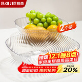 拜杰水果盘零食盘家用果盘客厅干果盘托盘糖果坚果盘透明白2只装