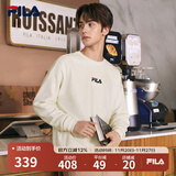 FILA 斐乐官方男装情侣款卫衣秋冬男女同款休闲卫衣加绒保暖上衣 奶盐白-IV（加绒） 180/100A/XL
